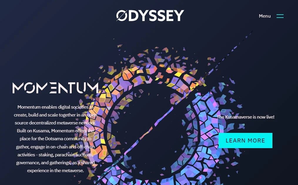 Momentum.xyz home page for metaverse societies