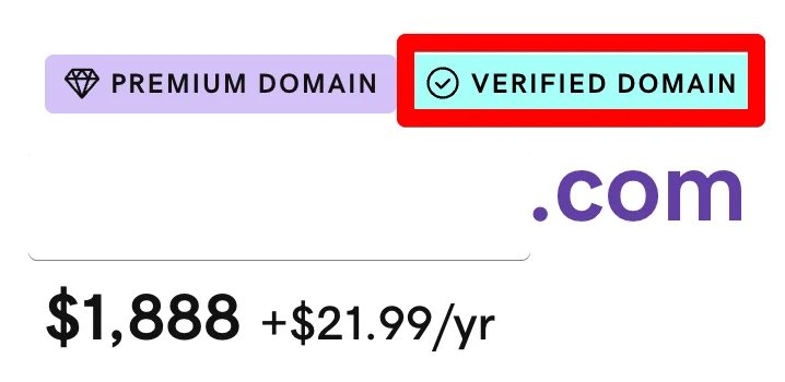 GoDaddy payment plan listing with "Verified Domain" label