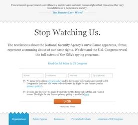 86 civil liberties group and internet firms launch StopWatching.US in wake of NSA revelations