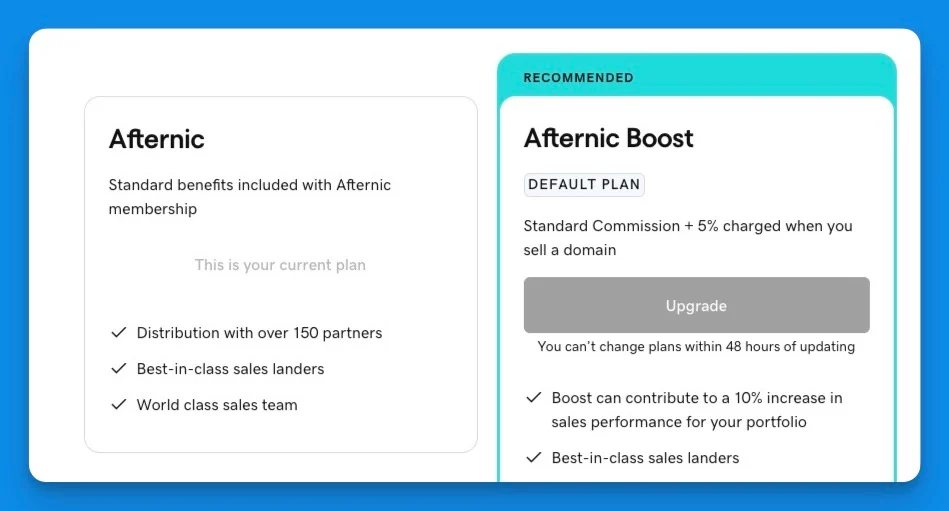 Commissions kick in on Wednesday — Afternic Boost