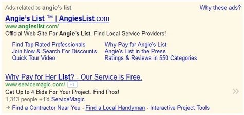 Sues ServiceMagic over Google ads — Angie’s List