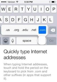 Selecting TLDs from the keyboard: Apple iOS 8 tip #10