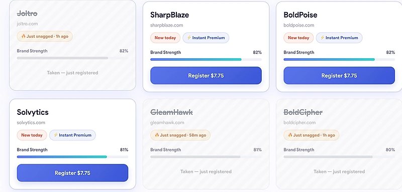 “Instant Premium” domains for $7.75 — Atom offers