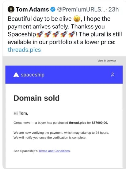 Domain sales posts on X — Beware fake