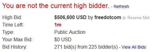 MD.org tops $500,000 at NameJet — Bidding on