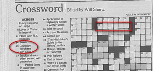 A crossword clue every Domainer ought to get