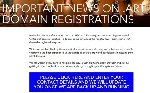 .Art domain name launch shuts down over technical difficulties: Delayed.art