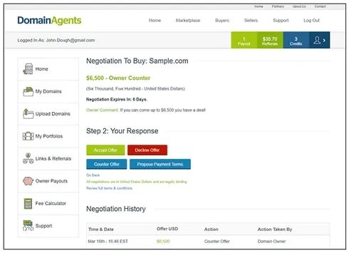 Domain name sale through DomainAgents — My first