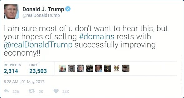 What if Donald Trump tweeted regarding domain names?