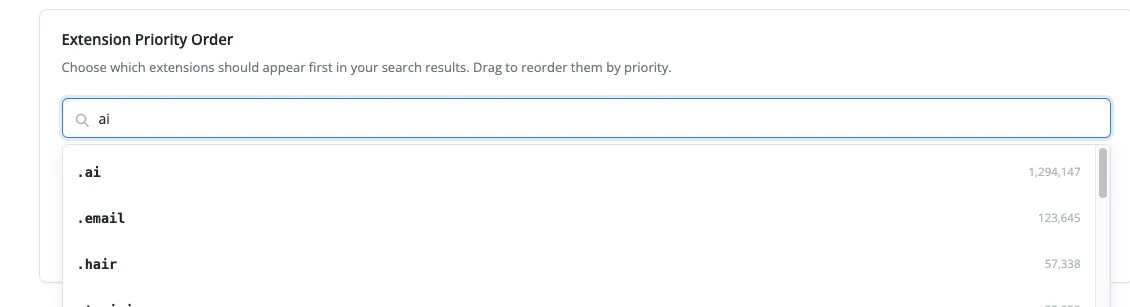 Reordering extensions in dotDB