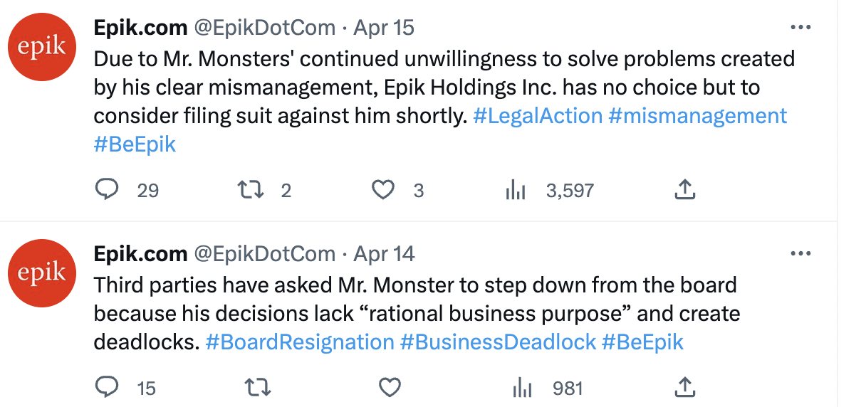 To sue Rob Monster, publicly asks him to resign — Epik threatens