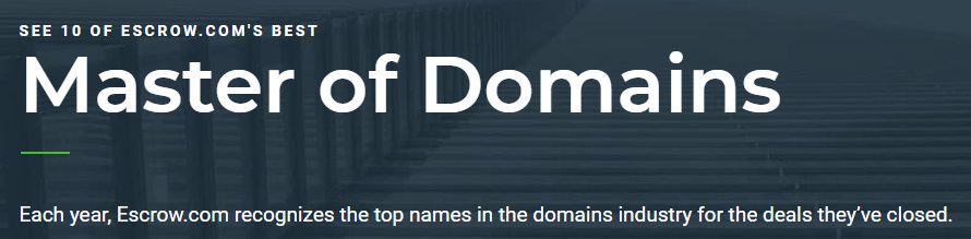 2021 Master of Domains rankings — Escrow.com releases