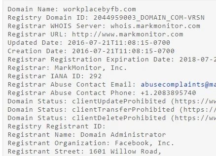 Domain names for WorkPlace service — Facebook registers