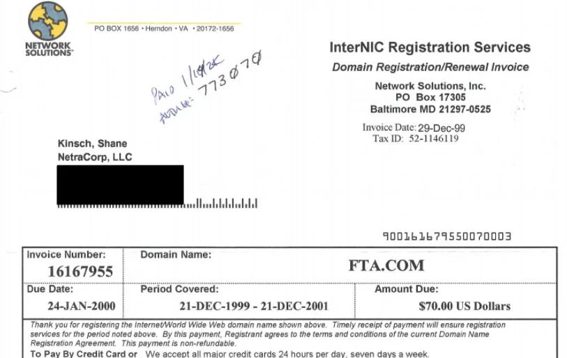 Name sells for $400,000 — FTA.com domain