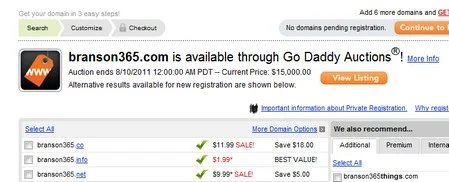 Starts Featuring Auctions in Registration Path — Go Daddy