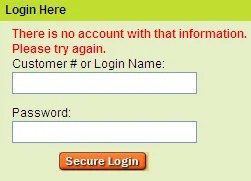 Error message and user interface — GoDaddy logon
