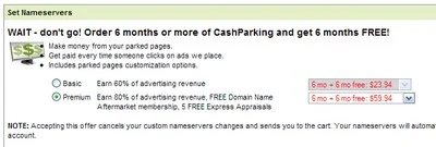 GoDaddy cash parking