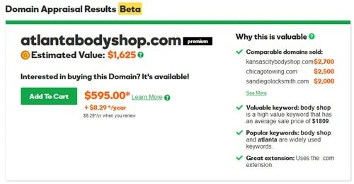 Domain name appraisal tool to the public — Godaddy releases