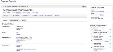 GoDaddy single domain