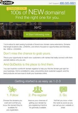 GoDaddy sends out its first big email blast regarding fresh TLDs