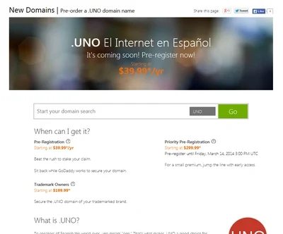 Using GoDaddy.uno domain name — GoDaddy starts