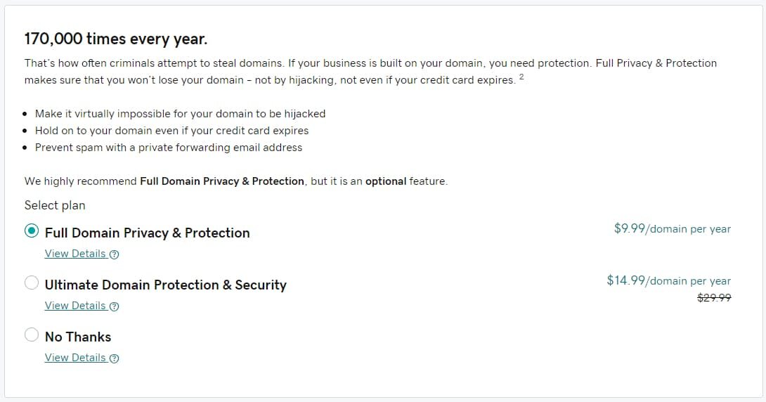 GoDaddy warns clients regarding theft with 3 fresh levels of domain privacy