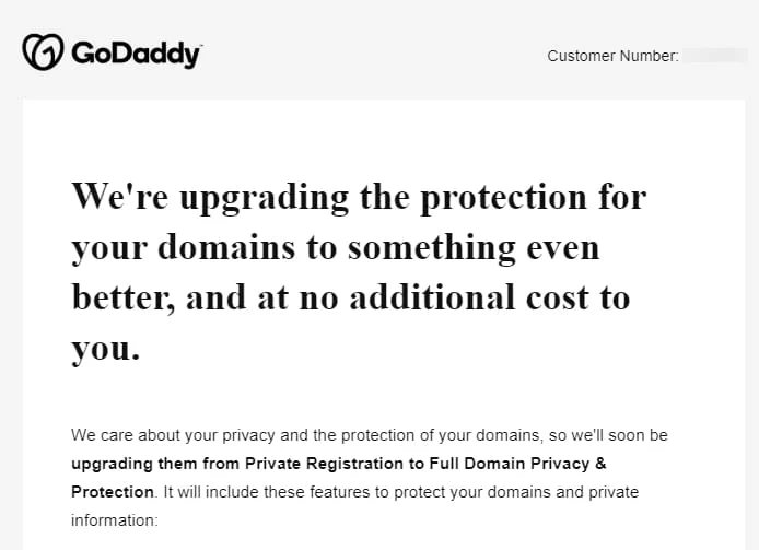 Privacy email buries the lede — GoDaddy’s domain