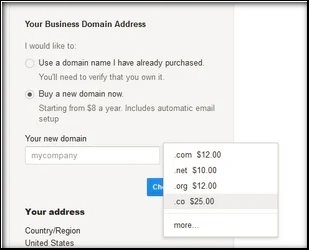 Makes .co an option (and promotes it) — Google Apps