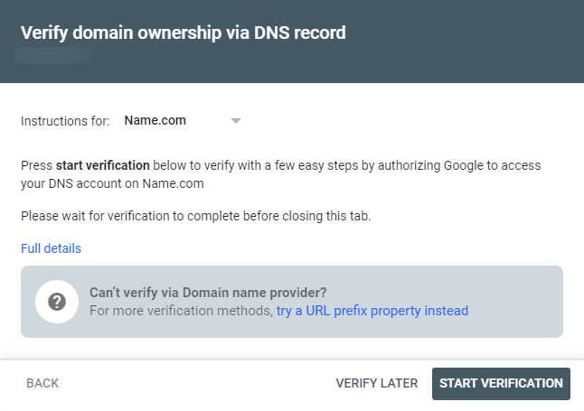 To domain registrars for Auto-DNS verification — Google connects