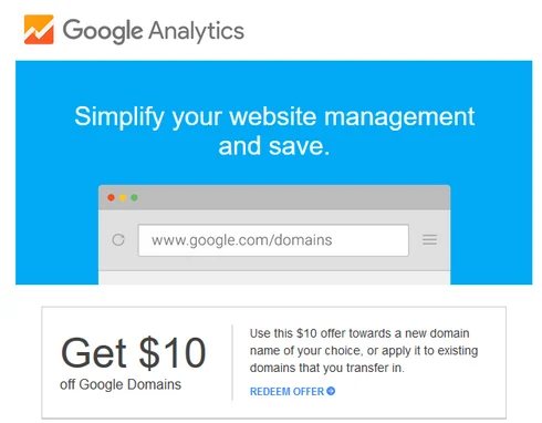 Google cross promoting domain names to existing clients