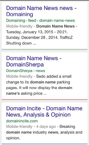 Domain names in mobile search — Google nixing