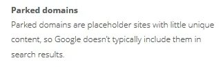Google states parked domains = spam