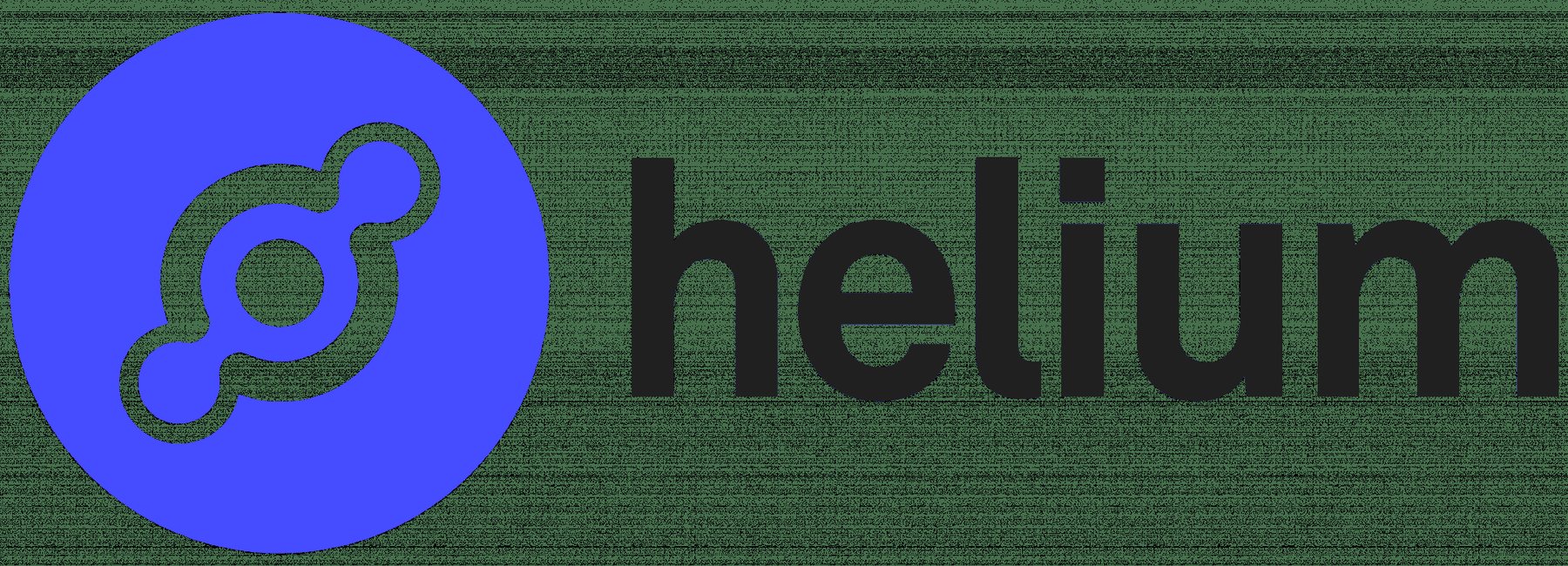 Logo for Helium includes the word helium and a link image in a purple circle