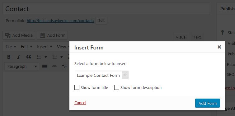 WPForms - Add Form Button - Choose Contact Form