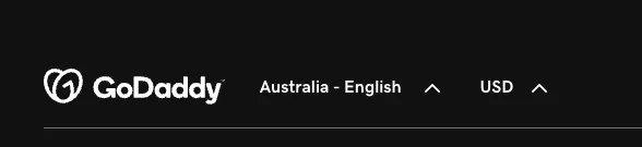 Footer of godaddy.com with a spot to change your country.