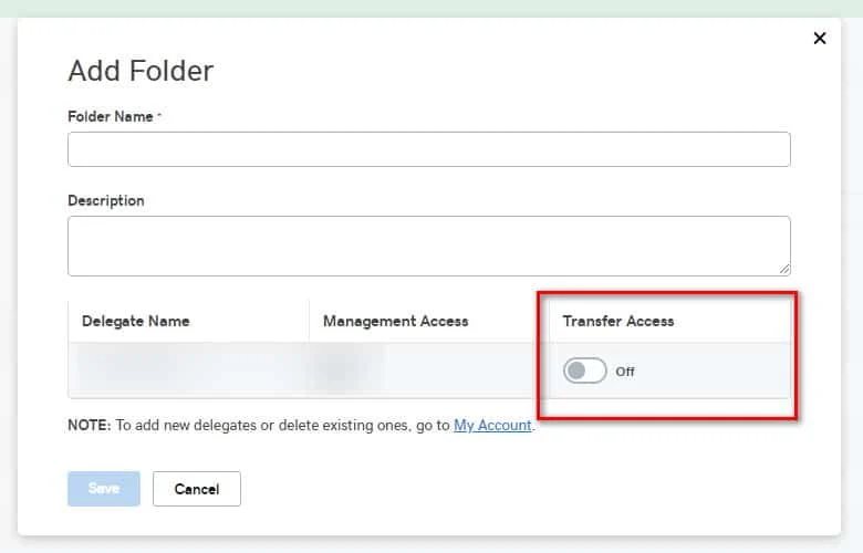 GoDaddy dialog box to add a folder
