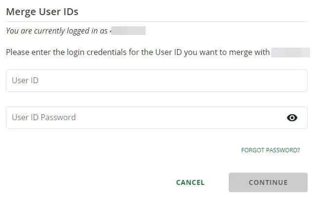 Screenshot of Network Solutions merge account screen