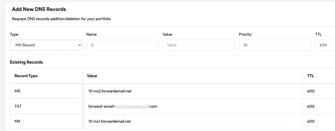 Squadhelp Custom DNS setting pages screenshot