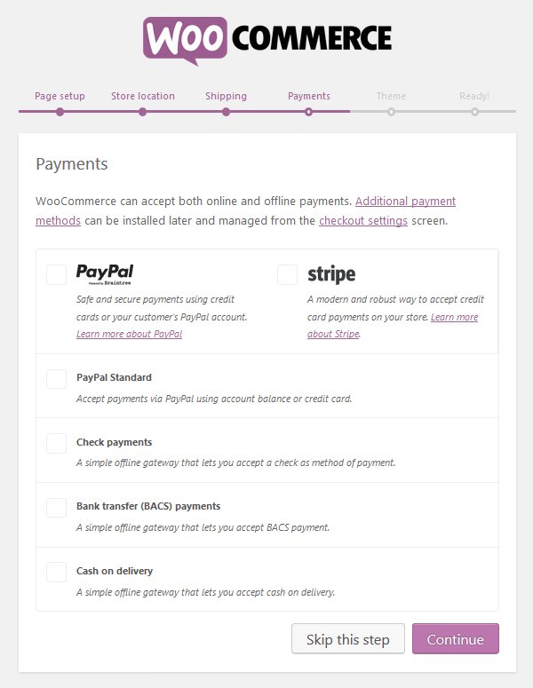 WooCommerce Plugin - Setup Wizard - Payments