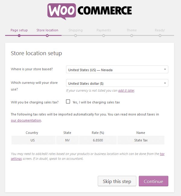 WooCommerce Plugin - Setup Wizard - Store Location