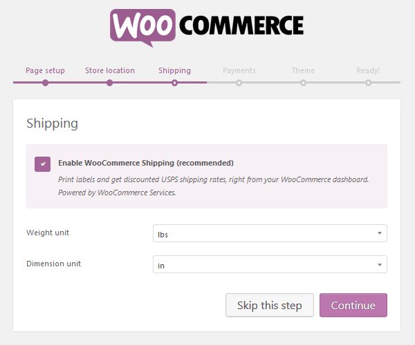 WooCommerce Plugin - Setup Wizard - Shipping