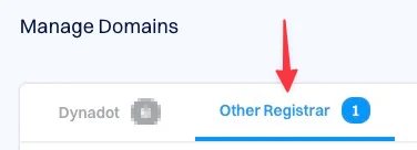 Dynadot Other Registrar tab