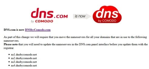 Huh? DNS.com moving to DNSbyComodo.com