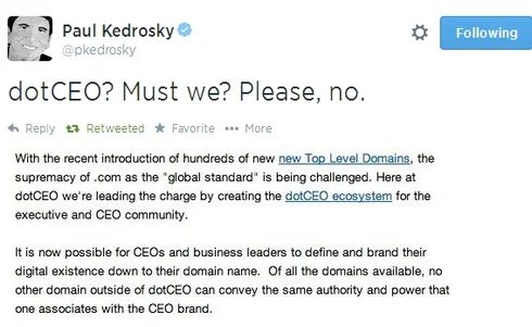 Comments started by Paul Kedrosky — Interesting .CEO