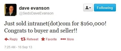 Name sells for $160,000 — Intranet.com domain