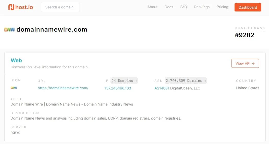 Domain data service Host.io — IPinfo launches