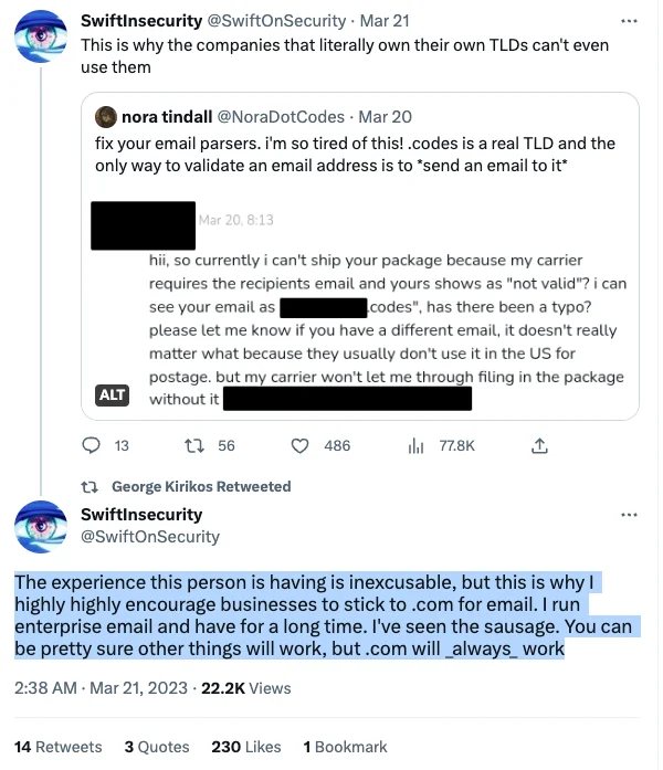 Graphic showing tweet from SwiftonSecurity