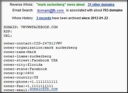 Mimicking a firm’s whois record to hide a cybersquatting domain