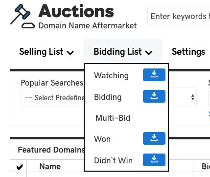 Domains via GoDaddy’s Watching List — Mining Available