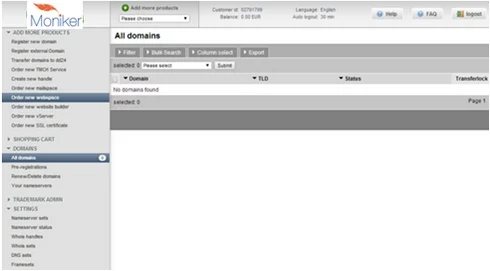Switch to DomainDiscount24 interface — Moniker to